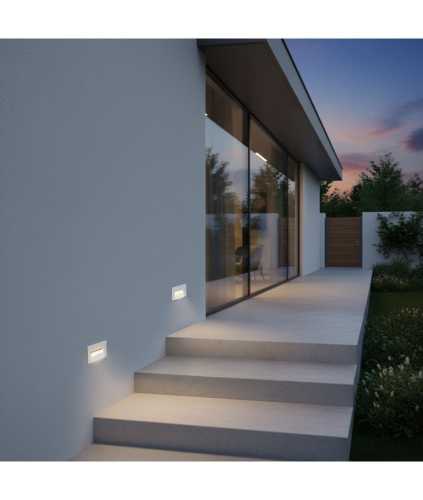 kelvo® STEPART KLV-101-0082 Χωνευτό Φωτιστικό Σκαλοπατιού - Διαδρόμου LED 3W 375lm 45° AC 220-240V Αδιάβροχο IP65 Θερμό Λευκό 2700K - Lumileds SMD Chip & TÜV SÜD Driver - Λευκό Ματ - Μ10.5 x Π4.5 x Υ6cm - Q9.12 x 4.49cm - 5 Χρόνια Εγγύηση